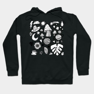 Black and White Nature Doodle Hoodie